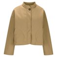 thumbnail image 6 of ClodeEU Women's Short Plush Buttoned Jacket,Long Sleeve Cropped Blazers Tops ,Fall Solid Color Jacket Brown,Womens Plus L, 6 of 6