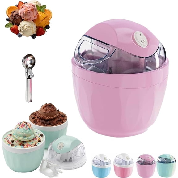Mini Homemade Ice Cream Maker, Compact One-Touch Personal Dessert Machine for Frozen Yogurt, Gelato, and Sorbet