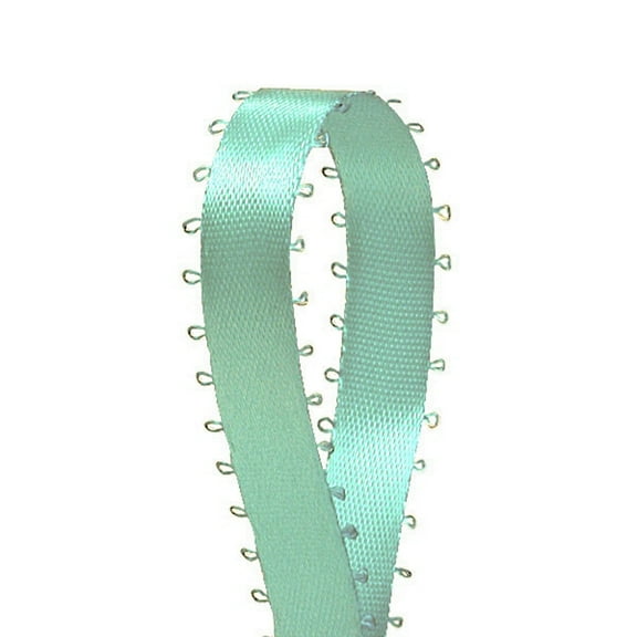 3/16" Double Face Satin Picot Ribbon Feather Edge 50 Yds-Aqua