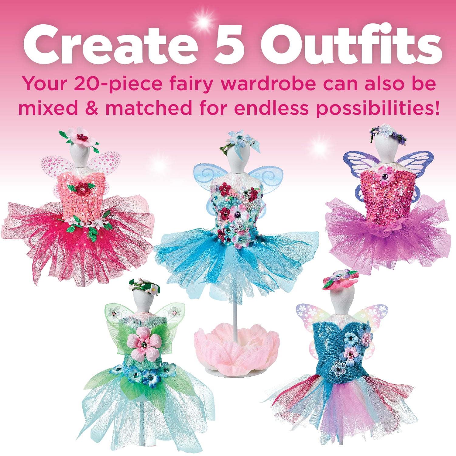 Creativity for Kids Designed by You Fairy Fashions, Child Craft Kit for Boys and Girls (23 Pieces)