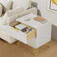 thumbnail image 6 of White Nightstand Set of 2, Modern Night Stand Bedside Table with 2 Storage Drawer, Bed Side End Table with Golden Handles and Legs for Bedroom, White, 6 of 8