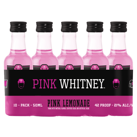 Pink Whitney Lemonade Flavored Vodka, 10 Pack, 50ml Plastic Bottles, 21% ABV