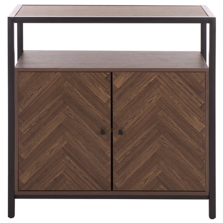 SEI Handan Double Door Cabinet (31.5" x 15" x 34.5"), Brown/Black