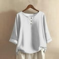 thumbnail image 2 of Yigetop Business Casual Outfits for Women, Women's Tops Solid Color Women's Top 3/4 Sleeves Blouse Tops Women's Blouse T Shirt Blouses for Women Dressy Casual White XL, 2 of 4