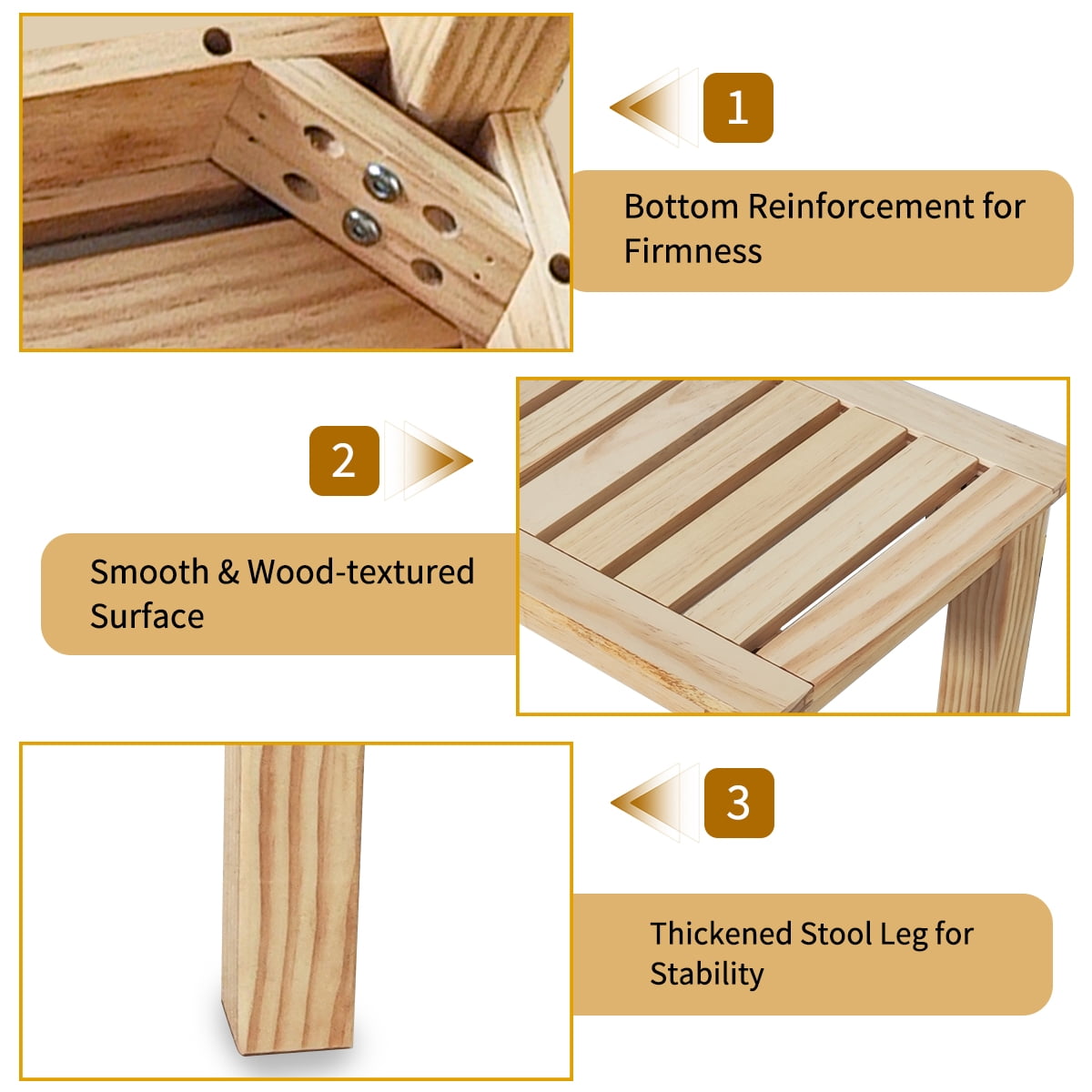 52.1" Outdoor Knot-Free Pine Backless Dining Swimming Pool Beach Bench with Slatted Seat, Modern Bench for Patio, Backyard, Entryway, Hallway, Living Room, Bedroom, Front Door