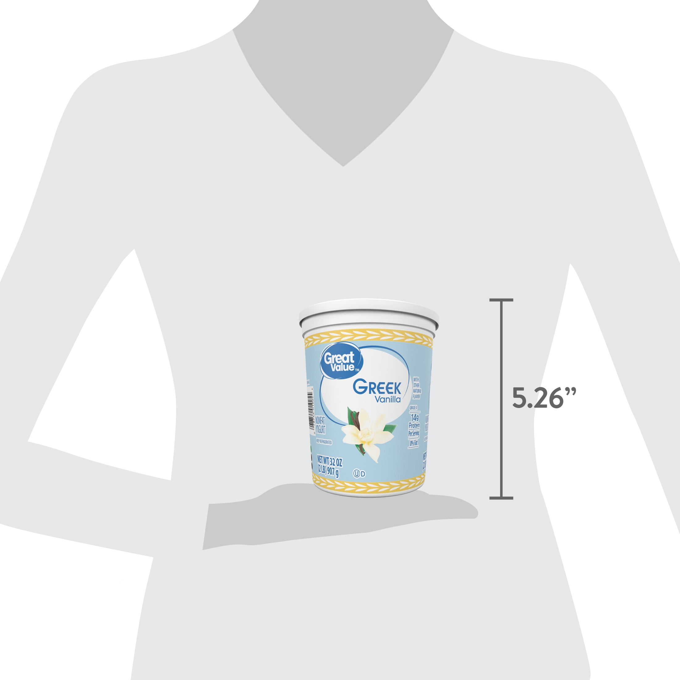 Great Value Vanilla Nonfat Greek Yogurt, 32 oz Tub