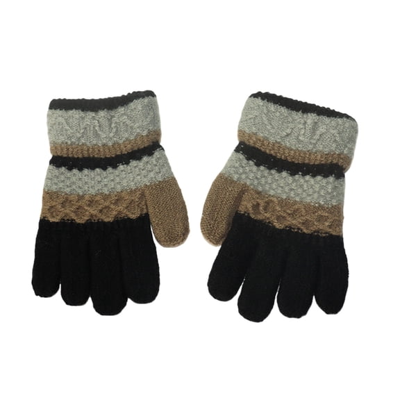 IMENGL Gloves for Women Soft Cute Striped Finger Warm Knitted Comfy Women's Work Gloves,Black