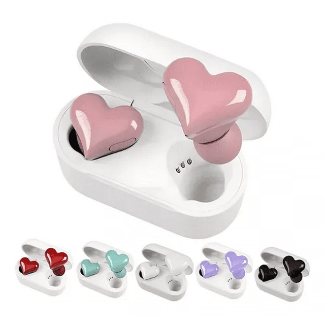 Elegantes auriculares bluetooth inalámbricos en forma de corazón