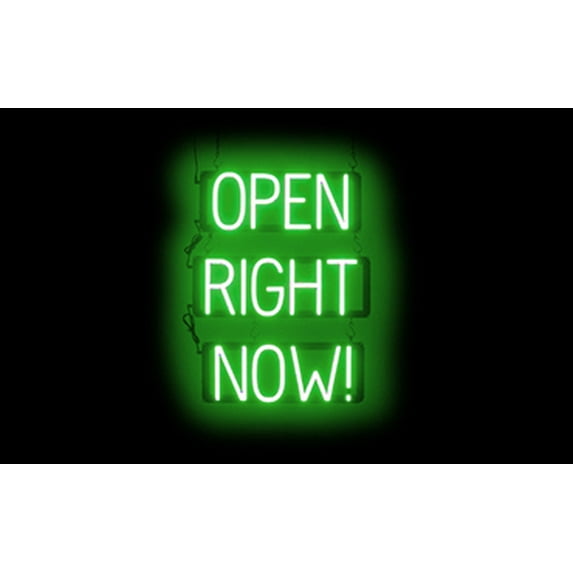 SpellBrite OPEN RIGHT NOW! LED Sign for Business. 18.1" x 23.8" Green OPEN RIGHT NOW! Sign Has Neon Sign Look With Energy Efficient LED Light Source. Visible from 500+ Feet, 8 Animation Settings.