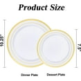 thumbnail image 2 of BESTSTAR 100PCS White Plastic Plates Set with Gold Rim, 50 10.25 inch Heavy Duty Dinner Plate and 50 7.5 inch Dessert Appetizer Plates, Premium Disposable Plates for Party, Wedding, Birthday, 2 of 7