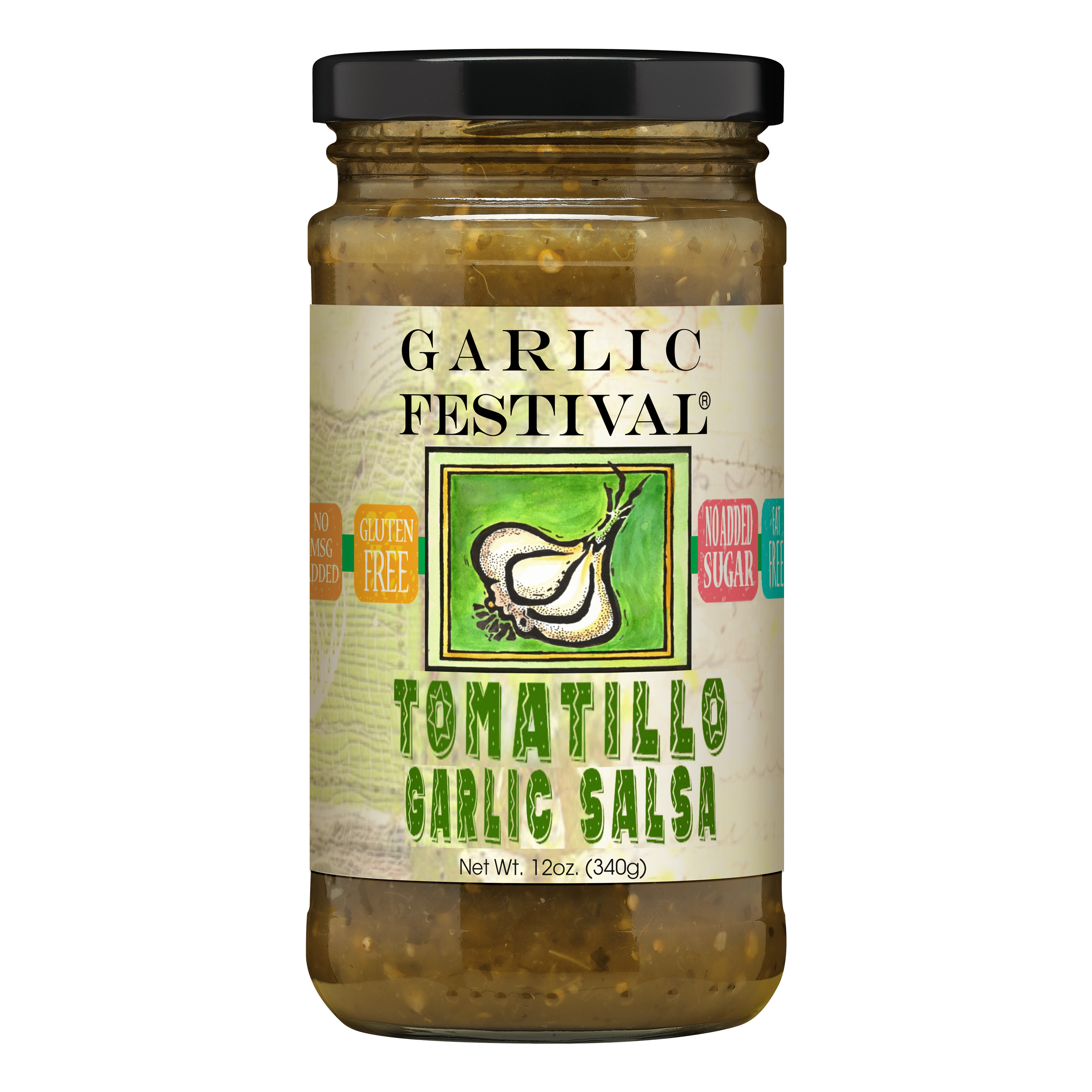 Garlic Festival Tomatillo Garlic Salsa Net Wt. 12 oz