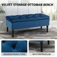 thumbnail image 4 of Foredo Traditional Upholstered Storage Ottoman Bench, Button Tufted Ottoman with Storage,Velvet Storage Bench for Bedroom, Entryway, Living room, Blue, 4 of 7