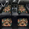 thumbnail image 2 of Renewold Highland Cow Boho Floral Black Automotive Car Floor Mat for Car SUV Truck, Auto Floor Mats 4 PCS Universal Fit Auto Interior Accessories Car Interior Decoration, 2 of 7