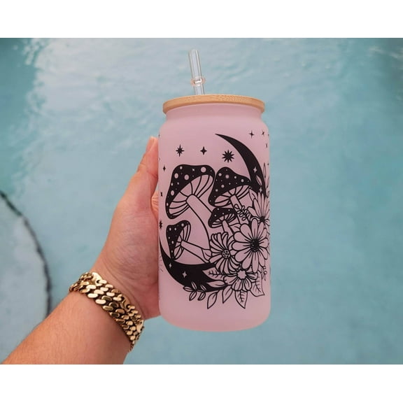 Color Changing Mushroom Beer Can Glass | Boho Mushroom Coffee Glass