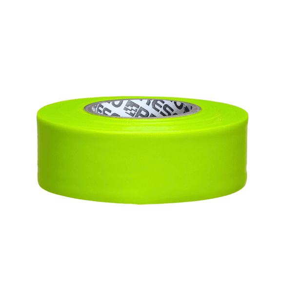 [NO ADHESIVE] Presco PresGlo Arctic Roll Flagging Tape [5 mils thick]: 1-3/16 in. x 50 yds. (Neon Lime)