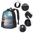 thumbnail image 3 of Balery Moonlit Sea Sailboat Backpack for Men and Women - Durable 600D Oxford Cloth -Large Capacity, Water-Resistant School, Travel, and Hiking Bag, 3 of 7