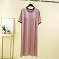 thumbnail image 2 of FAIWAD Women's Short Sleeve Maxi Dress Round Neck Color Block Loose Dress Casual Full Length Nightshirt, 2 of 5