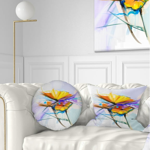 Designart Bouquet Flowers on Light Green Blue - Floral Throw Pillow - 12x20