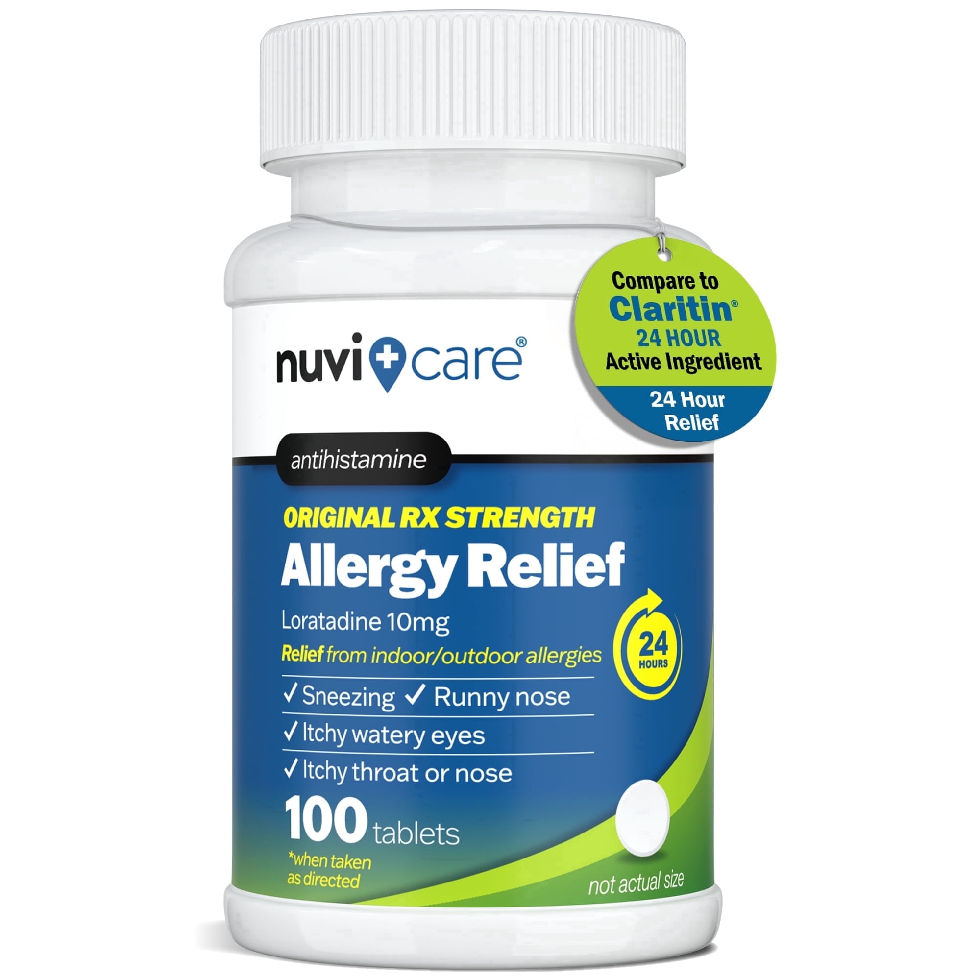 NUVICARE 24-Hour Nondrowsy Allergy Relief Tablets – Loratadine 10mg – Generic – Daily Allergy Medicine Non Drowsy Antihistamine for Adults and Kids Age 6 & Older (100 Count)