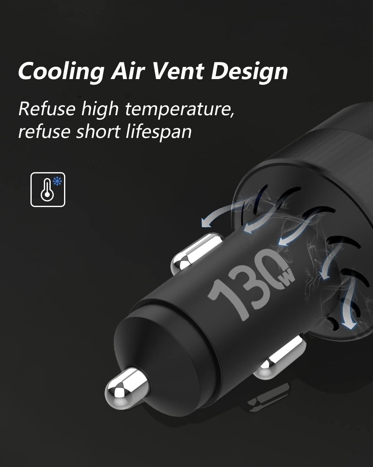 130W USB C Car Fast Charger with 100W Cable,PD 100W PPS 45W QC5 30W Cigarette Lighter Type C Charger for iPad Pro MacBook Pro Air Laptop iPhone 15 14 13 Pro Max Plus Samsung S23 Ultra S22 S21