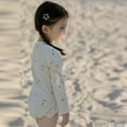thumbnail image 5 of LYMAYTER Toddler One Piece Swimwear Girl Long Sleeve Ruffle Swimsuit Cute Bathing Suit with Zipper 6M-8Y, 5 of 8