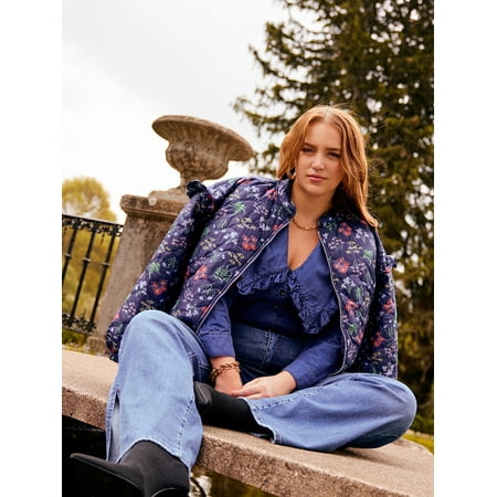 ELOQUII Elements Women's Plus Size Quilted Bomber Jacket