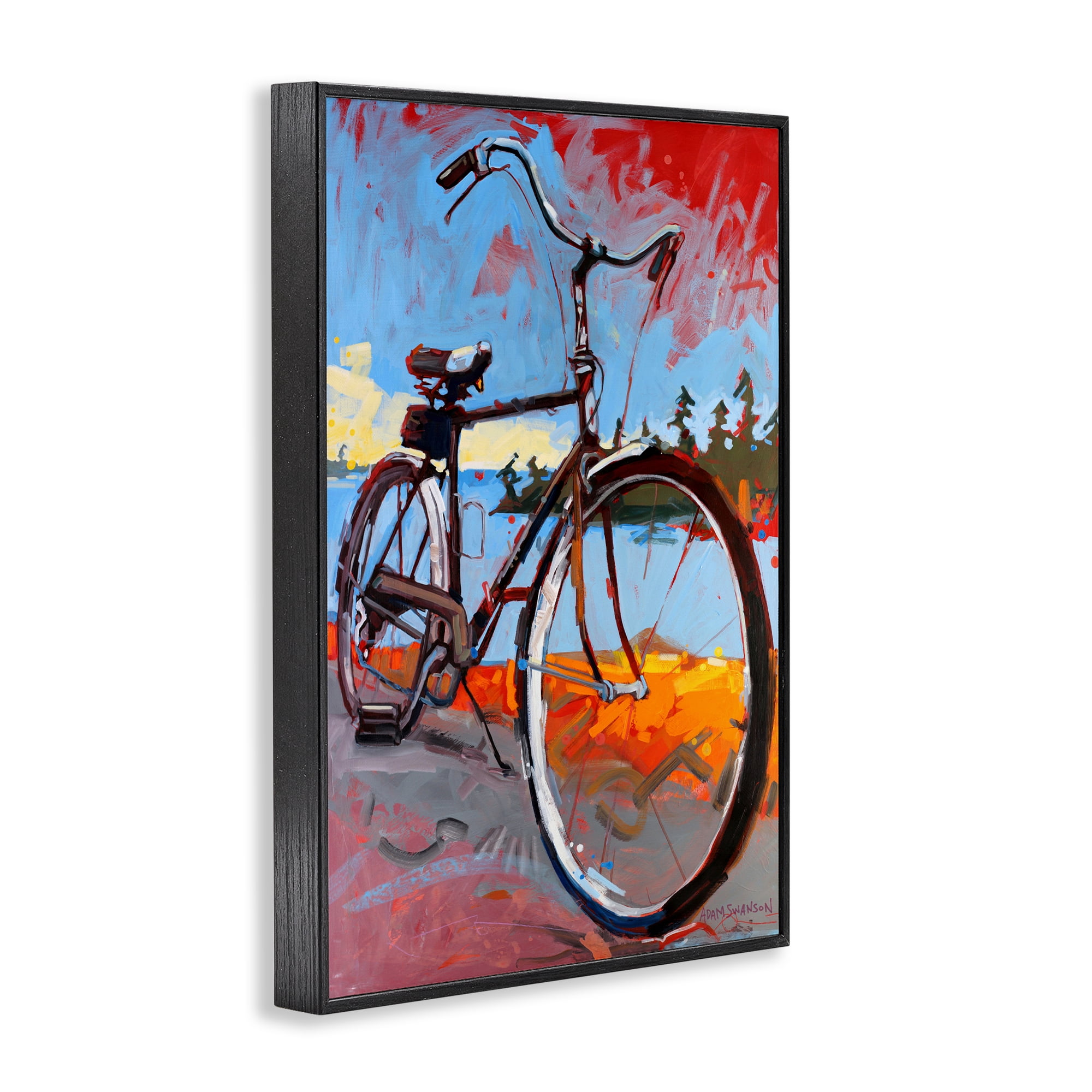 Tonight Bicycle Journey Black Framed Giclee Art, design by Adam Swanson