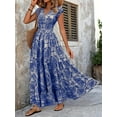 thumbnail image 5 of ZOELNIC Women's Summer Maxi Dress Casual Floral Boho Short Sleeve V Neck Flowy Beach Long Dresses, XL, 5 of 6