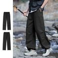 thumbnail image 4 of Men's All Season Functional Workwear Mountaineering Windproof Loose Straight Casual Trousers with Adjustable Drawstring Wear Styles, 4 of 5