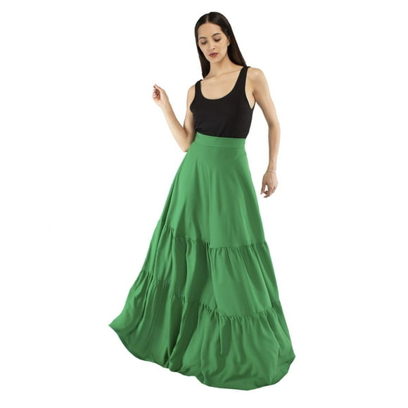 Maxi falda con olanes AMAD verde S AMAD SS22-F13