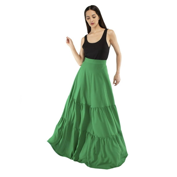 Maxi falda con olanes AMAD verde M AMAD SS22-F13