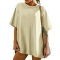 thumbnail image 6 of Jalioing Basic Loose T Shirt for Women Oversized Solid Color Short Sleeve Tee Shirt Casual Comfy Crew Neck Tops, 6 of 7