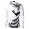 thumbnail image 1 of Chemise à Manches Longues pour Hommes Chemise Décontractée Ajustée Patchwork Col Montant Chemise à Manches Longues Haut, 1 of 9