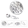 thumbnail image 3 of juegos de 12 agujeros para champiñones y caracoles, plato redondo de acero inoxidable con clip para cena, 3 of 5