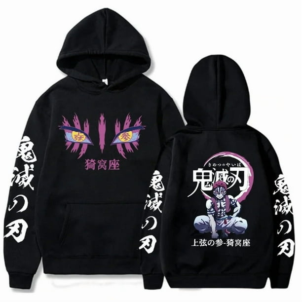 ZHIYAN Akaza Demon Slayer Sudadera con Capucha - Mercancía Unisex De Gran Tamaño Algodón Suave Gráfico Casual Otoño Invierno Ropa De Calle,black,XS