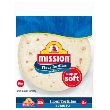 Mission Super Soft Flour Tortillas, Burrito Size, 16 Count