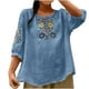 thumbnail image 1 of Vestidos Casuales Para Mujer, Blusas De Mujer De Moda Camisa holgada de lino para mujer con mangas tres cuartos y cuello redondo., 1 of 2