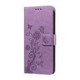 thumbnail image 6 of Compatible with iPhone 15 Plus Wallet Case with Card Holder & Cash Slot [RFID Blocking],Wallet Wristlet Pressed Butterfly Flower PU Leather Magnetic Flip Folio Cover for Women Men,Purple, 6 of 9