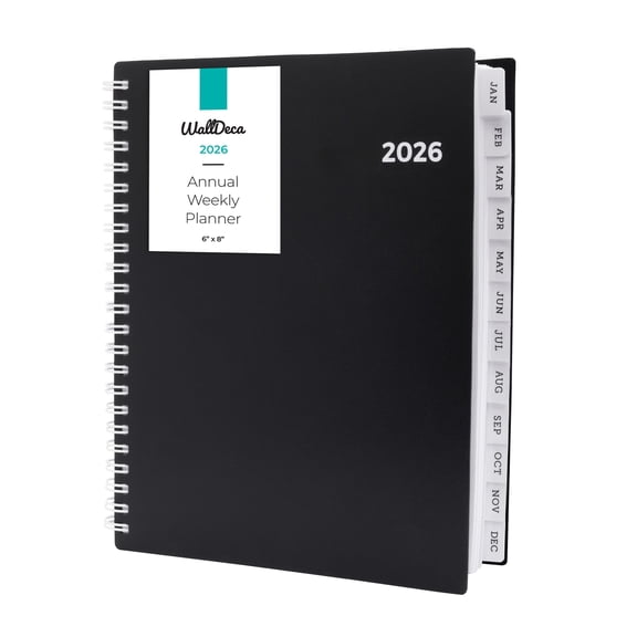 WallDeca 2026 Annual Weekly Planner, 8 x 6" Paper Size, (USA 8 x 6") Jan 2026 - Dec 2026
