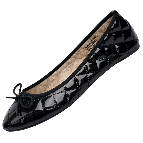 Alpine Swiss Women’s Aster Ballet Flats Patent Leather Slip-On Shoes Quilted Pillow Stitch Rounded Toe Everyday Comfortable Fashion Footwear