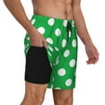 thumbnail image 2 of Cauagu Green And White Polka Dot Print Mens Swim Trunks Quick Dry Board Shorts Swim Shorts with Compression Liner Bathing Suits-XX-Large, 2 of 6