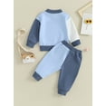 thumbnail image 5 of Yunliwuli Toddler Boy Girl Fall Clothes Contrast Color Long Sleeve Pullover Elastic Waist Pants 2Pcs Warm Outfit, 5 of 10