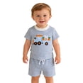 thumbnail image 1 of Conjuntos de blusas y camisas de cuello redondo y manga corta. Conjunto casual de dos piezas de Pascua para niños y niñas. Incluye una camiseta de manga corta con cuello redondo y una toalla bordada., 1 of 8