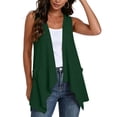 thumbnail image 4 of thefmos Women's Sleeveless Open Front Cardigan Casual Basic Vest Solid Color Fall Spring Cover Up Lightweight Layering Top, Green M, 4 of 7