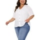 thumbnail image 4 of Cárdigan de Talla Grande Agnes Orinda para Mujeres, con Botones, Tejido Transparente, Cuello Redondo, Mangas Cortas, Suéter de Punto 3X Blanco, 4 of 6