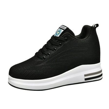

Blphud Comfy Shoes for Work Women Summer Shoes for Women 2024 Casual Womens Sneakers New Mesh Breathable Inner Elevated Women s Shoe Casual Thick Sole Sports Shoe Women s Single Shoes Black 39
