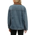 thumbnail image 3 of INSPIRE CHIC Women's Coat Denim Corduroy Collar Long Sleeves Button Down Western Shacket Jean Jackets M Retro Blue, 3 of 6