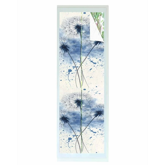 Window Privacy Film Blue Flowers Stained Glass Window Film Decorative Sun Block Window Cover Simple Farmhouse Spring Dandelion Plants Window Clings Static Adhesive Sticker for Bathroom 17.7"x78.7"