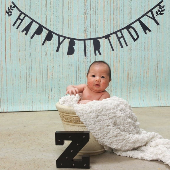 GOOHOCHY Felt Birthday Banner with Black Letters, Bunting Garland Party Decoration for Celebrations and Events