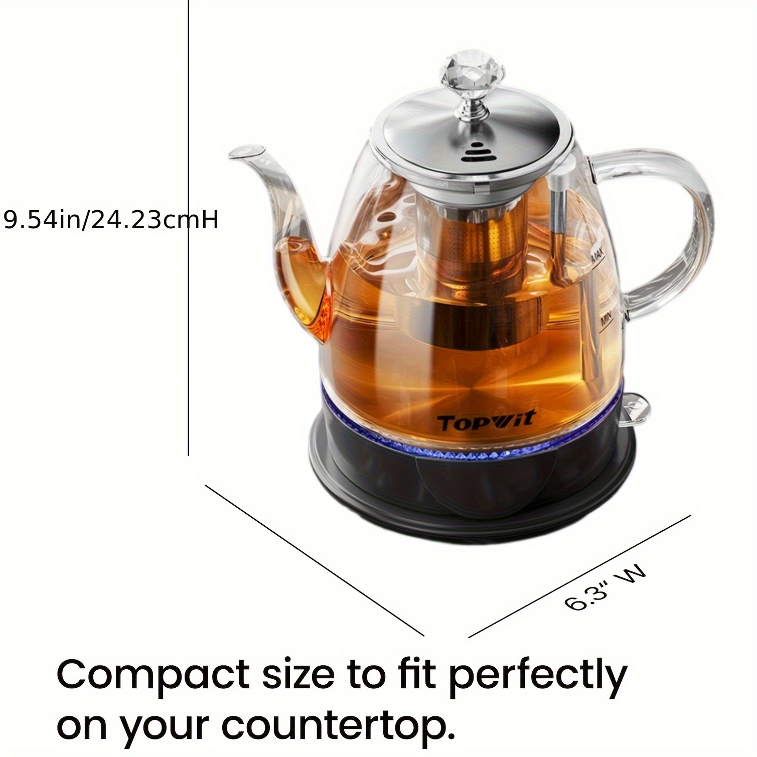 Glass Electric Kettle with Stainless Steel Infuser, 1L BPA-Free, Auto Shut-Off & Boil-Dry Protection, for Tea & Coffee